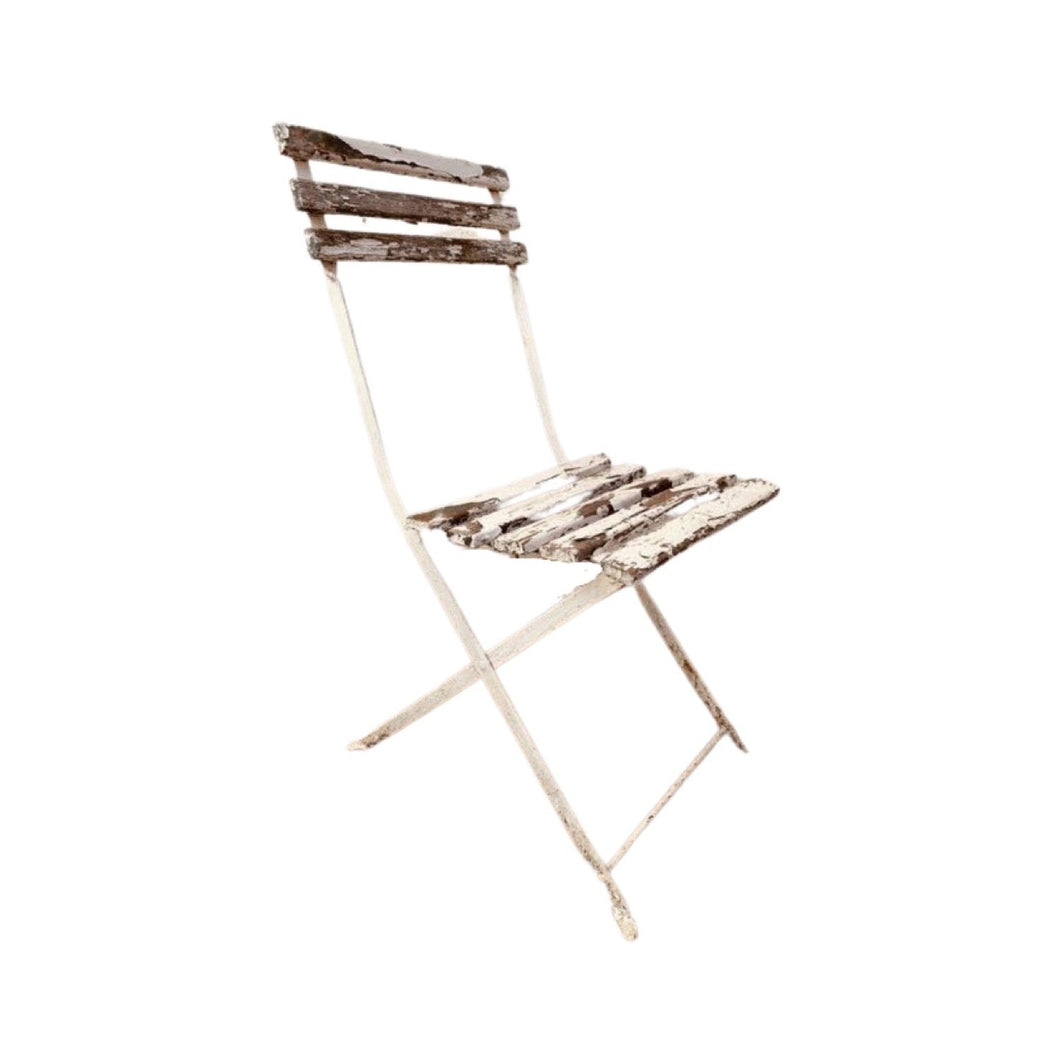 Vintage Rustic Foldaway Painted White Garden Chair