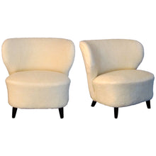 Load image into Gallery viewer, 1940s Finnish pair of wingback lounge chairs, in lamb skin fabric