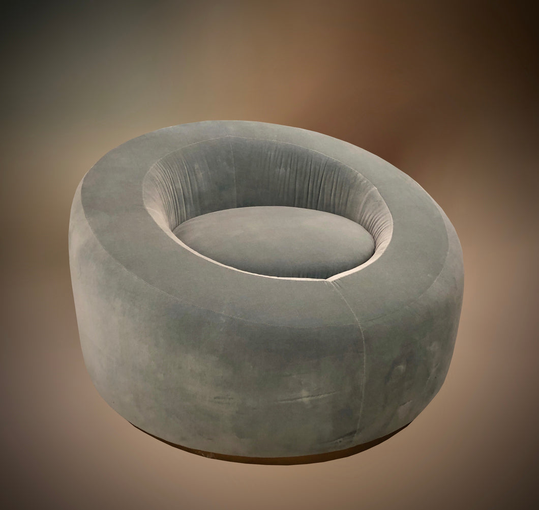 Pair of Italian pale blue round armchairs