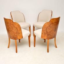 Load image into Gallery viewer, Set of 4 Art Deco Burr Walnut Cloud Back Dining Chairs