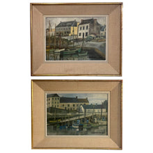 Load image into Gallery viewer, Pair of 1957 Coastal Port Paintings by C. Barbier, French
