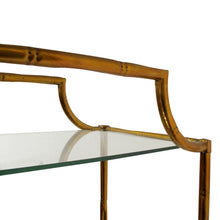 Load image into Gallery viewer, Italian 1970s Faux Bamboo Brass &amp; Glass Five-Tier Étagère, Hollywood Regency Style
