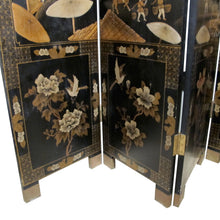 Load image into Gallery viewer, 1950s Chinese Six-Panel Lacquered Room Divider with Reliefs
