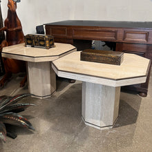 Load image into Gallery viewer, Pair of Vintage Travertine Tables by Willy Rizzo for Jean Charles, 1970s
