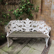 Load image into Gallery viewer, Decorative Swedish Garden Bench, Mid-Century, Foliate Design
