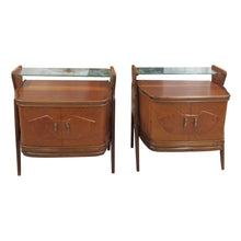 Load image into Gallery viewer, Pair of 1950s Scandinavian Bedside Tables with Glass Shelves
