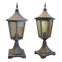 Load image into Gallery viewer, A Pair of Aluminium Outdoor Pillar Lanterns, English, circa 1950s
