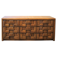 Load image into Gallery viewer, 1970s Walnut Brutalist Sideboard with Nine Drawers

