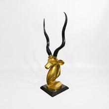 Load image into Gallery viewer, Brass Antelope Head Sculpture
