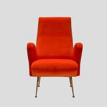 Load image into Gallery viewer, 1960s Orange Velvet armchair att. Erberto Carboni
