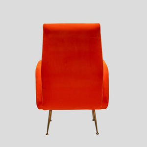 1960s Orange Velvet armchair att. Erberto Carboni