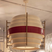 Load image into Gallery viewer, 1960s white and red color ceiling light attributed to Stilnovo
