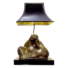 Load image into Gallery viewer, French Mid-Century Bronze Buddha Table Lamp with Pagoda Shade
