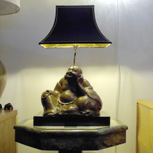 Load image into Gallery viewer, French Mid-Century Bronze Buddha Table Lamp with Pagoda Shade
