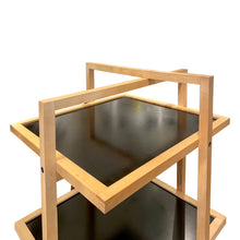 Load image into Gallery viewer, Pair of 1970s/80s Structural Blonde Maple and Black Wood Shelving Units
