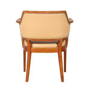 Pair of Vintage Swedish Birch Armchairs with Leather Upholstery, 1940s/50s