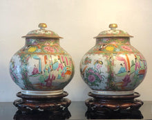 Load image into Gallery viewer, 19th century Famille Verte Chinese canton ware ginger jars and lids
