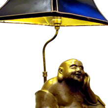 Load image into Gallery viewer, French Mid-Century Bronze Buddha Table Lamp with Pagoda Shade
