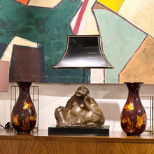 Load image into Gallery viewer, French Mid-Century Bronze Buddha Table Lamp with Pagoda Shade
