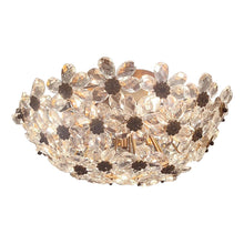 Load image into Gallery viewer, 1970s Italian Banci Firenze Round Floral Crystal Ceiling Light
