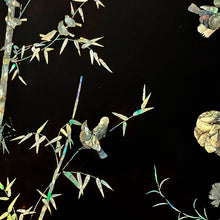 Load image into Gallery viewer, Early 20th Century Asian Black Lacquer Panel with Mother-of-Pearl Inlay
