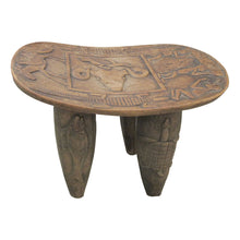 Load image into Gallery viewer, Vintage Hand-Carved Wooden Stool, Folk Art, African Design, 1950s
