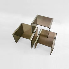 Load image into Gallery viewer, Gallotti &amp; Radice ‘Tris’ T35 Smoked Glass Nesting Tables
