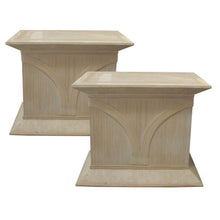 Load image into Gallery viewer, Pair of 1970s/80s Italian Rattan &amp; Tessellated Travertine Pedestals
