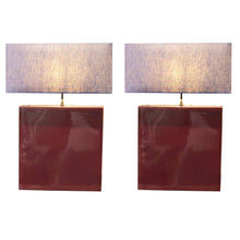 Load image into Gallery viewer, French Pair of Ceramic Table Lamps with Burgundy Glaze, 1960s
