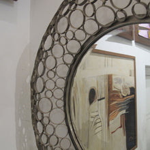 Load image into Gallery viewer, 1980s Spanish Handcrafted Geometric Metal Circle Mirror
