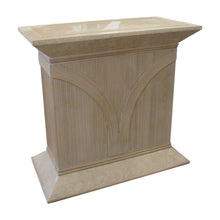 Load image into Gallery viewer, Pair of 1970s/80s Italian Rattan &amp; Tessellated Travertine Pedestals
