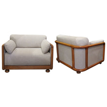 Load image into Gallery viewer, 1960s Large Pair of Armchairs with Curved Teak Frame, German
