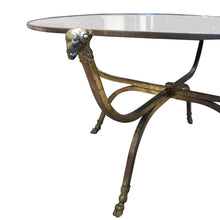 Load image into Gallery viewer, Maison Jansen Round Coffee Table with Rams head accent, 1950s
