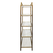 Load image into Gallery viewer, Italian 1970s Faux Bamboo Brass &amp; Glass Five-Tier Étagère, Hollywood Regency Style
