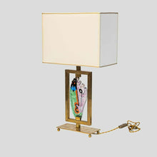 Load image into Gallery viewer, Vintage brass table lamp with Silvio Vigliaturo glass sculpture
