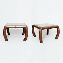 Load image into Gallery viewer, Pair Of Faux Bamboo And Grey Marble Side Tables

