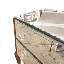 Load image into Gallery viewer, 1950s French Mirrored Chest of Drawers with Etched Floral Decoration
