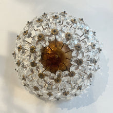 Load image into Gallery viewer, 1970s Italian Banci Firenze Round Floral Crystal Ceiling Light
