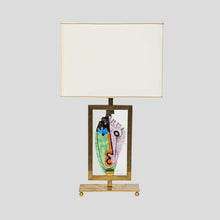 Load image into Gallery viewer, Vintage brass table lamp with Silvio Vigliaturo glass sculpture
