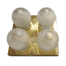 Load image into Gallery viewer, Pair of Large Vintage 1970s Brass &amp; Glass Wall Lights with Four Globe Shades
