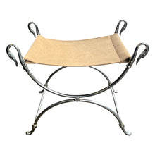 Load image into Gallery viewer, French Neoclassical Swan-Head Metal Stool, Mid-Century by Maison Jansen

