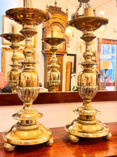 Load image into Gallery viewer, Substantial pair of 17/18th centurt brass candle stands
