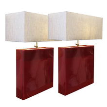 Load image into Gallery viewer, French Pair of Ceramic Table Lamps with Burgundy Glaze, 1960s
