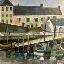 Load image into Gallery viewer, Pair of 1957 Coastal Port Paintings by C. Barbier, French
