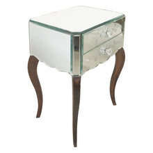Load image into Gallery viewer, Pair of French Mirrored Bedside Tables with Floral Detail, Circa 1950s
