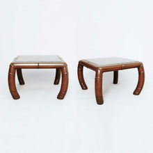 Load image into Gallery viewer, Pair Of Faux Bamboo And Grey Marble Side Tables
