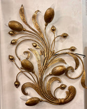 Load image into Gallery viewer, Mid-century gilt no wrought iron wall light.
