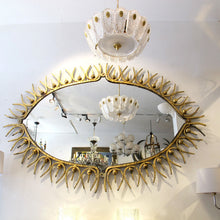 Load image into Gallery viewer, Large Mid-Century Gilt Wrought Iron Sunburst Mirror, Spanish
