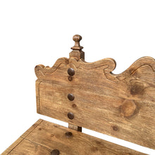 Load image into Gallery viewer, 1920s Oak Heraldic Bench with Spanish &amp; French Royal Alliance Crest
