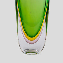 Load image into Gallery viewer, Green Yellow Purple art glass vase by Silvano Signoreto
